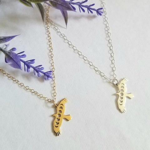 Gold Raven Charm Necklace, Bird Necklace, Bird Jewelry