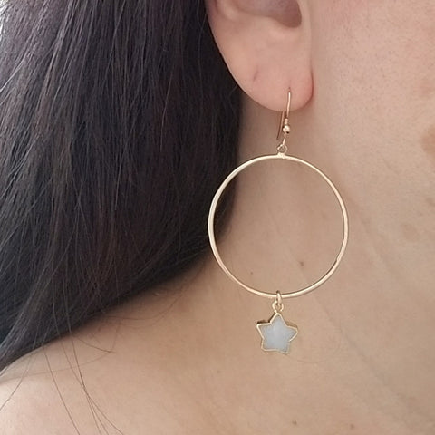 Bohemian Gold Hoops with Gemstones