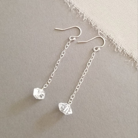 Herkimer Diamond Earrings, Long Crystal Earrings