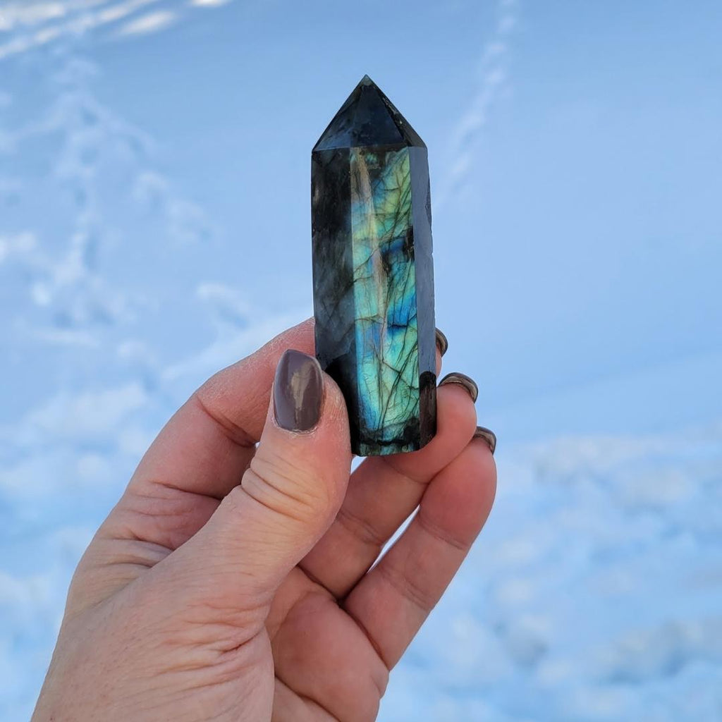 Labradorite Crystal Tower, Blue Flash Labradorite Tower, Transformation Stone, Labradorite Crystal Wand, Spiritual Protection Stone