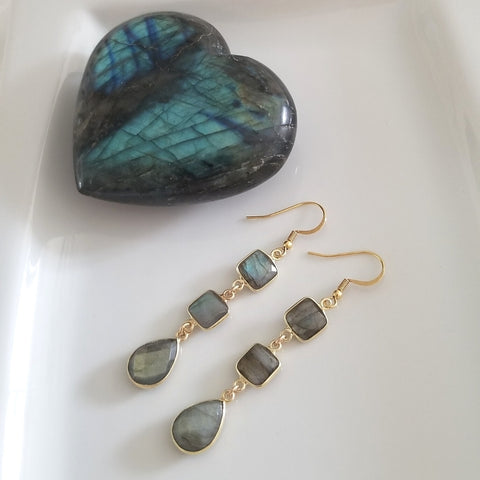 Labradorite Teardrop Earrings, Gift for Her, Statement Earrings
