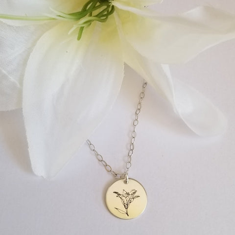 Hand Stamped Flower Necklace for women, Gift for Her