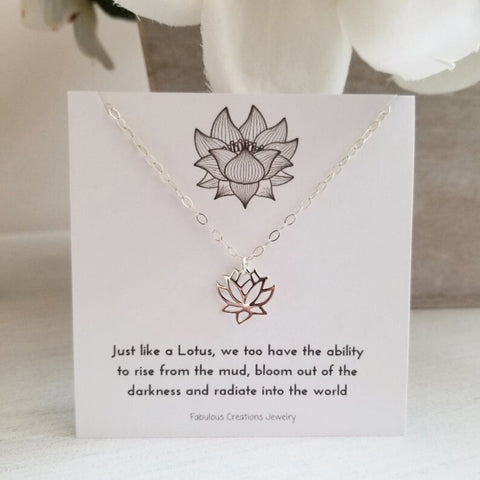 Sterling Silver Lotus Flower Charm Necklace