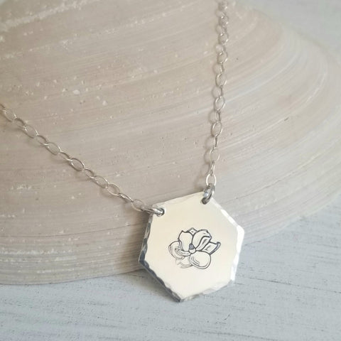 Silver Flower Necklace, Gift for Her
