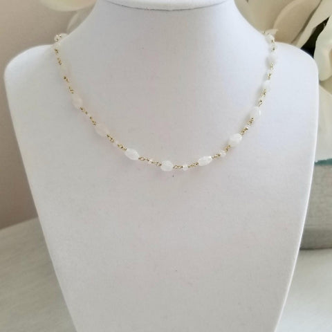Dainty Moonstone Necklace, Layering necklaces