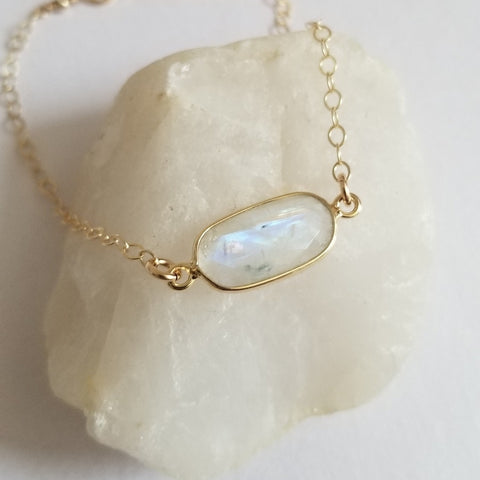 Natural Rainbow Moonstone Bracelet, Mother of the Bride Gift