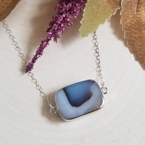 Unique Moss Agate Necklace Sterling Silver