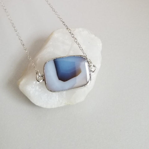 Unique Moss Agate Necklace Sterling Silver