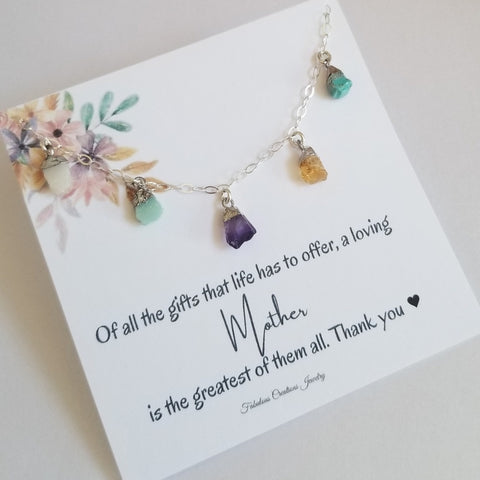 Mothers Birthstone Necklace, Gift for Mom, Family Necklace