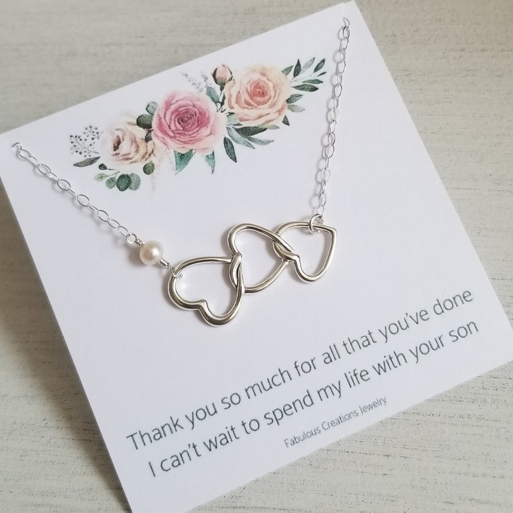 Gift for Mom, Mother of the Groom Gift, Sterling Silver Hearts Necklace