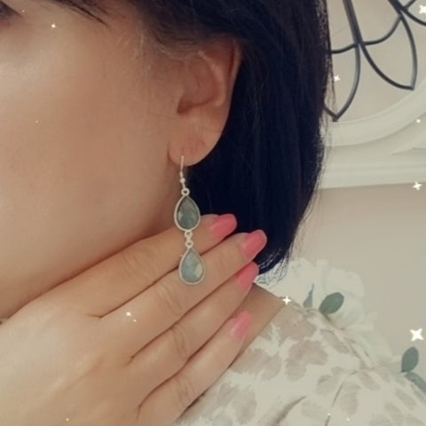 Labradorite Teardrop Earrings, Gemstone Statement Earrings