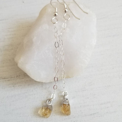 Long Sterling Silver Gemstone Earrings