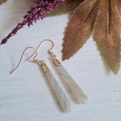 One of a Kind Lace Agate Earrings