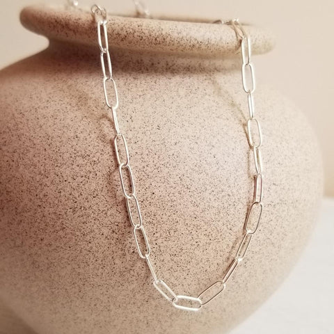 Sterling Silver Paperclip Chain Necklace for Women