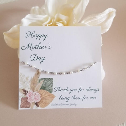 Delicate Pearl Bracelet, Beaded Bracelet for Women, Mother's Day Gift, Thin Freshwater Pearl Bracelet, Gift for Mom, Wire Wrapped Bracelet