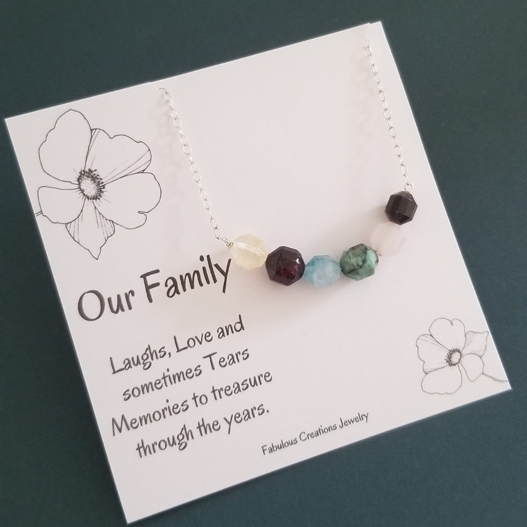 Custom Family Birthstone Necklace, Family Tree Necklace, Gift for Mom