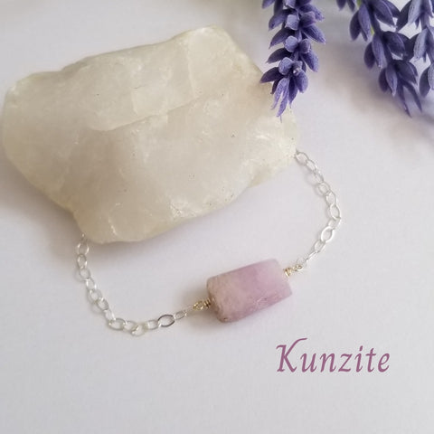 Natural Gemstone Bracelet, Pink Kunzite Bracelet for Women