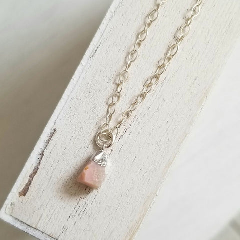 Sterling Silver Raw Birthstone Necklace