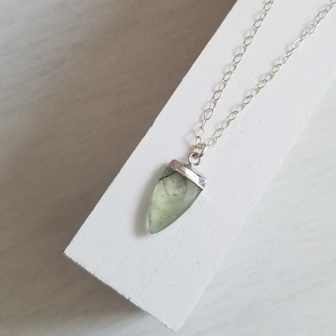 Natural Prehnite pendant necklace, Gift for Her, Handmade in the USA