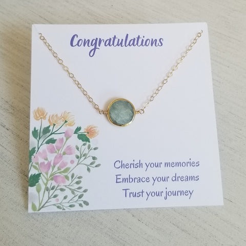 Graduation Gift for Her, Gold Aquamarine Necklace