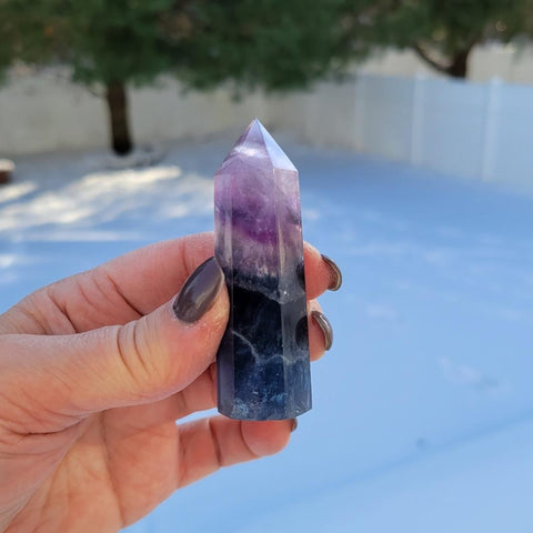 Banded Rainbow Fluorite Crystal Tower