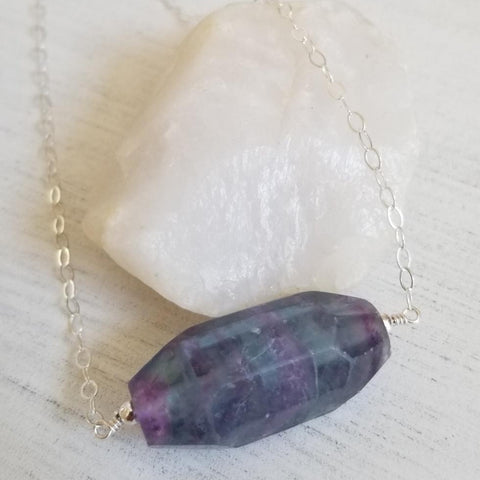 Fluorite necklace, Gold Chain Necklace, Boho Style Jewelry