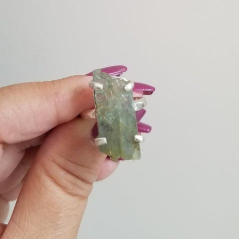 Rough cut Kyanite stone ring in Sterling Silver