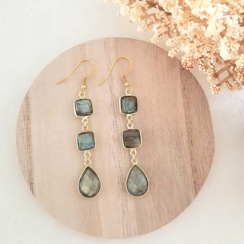Labradorite Earrings, Labradorite Crystal Statement Earrings