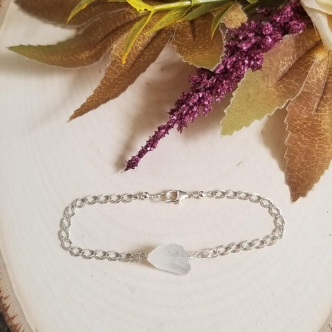 Sterling Silver Natural Moonstone Bracelet