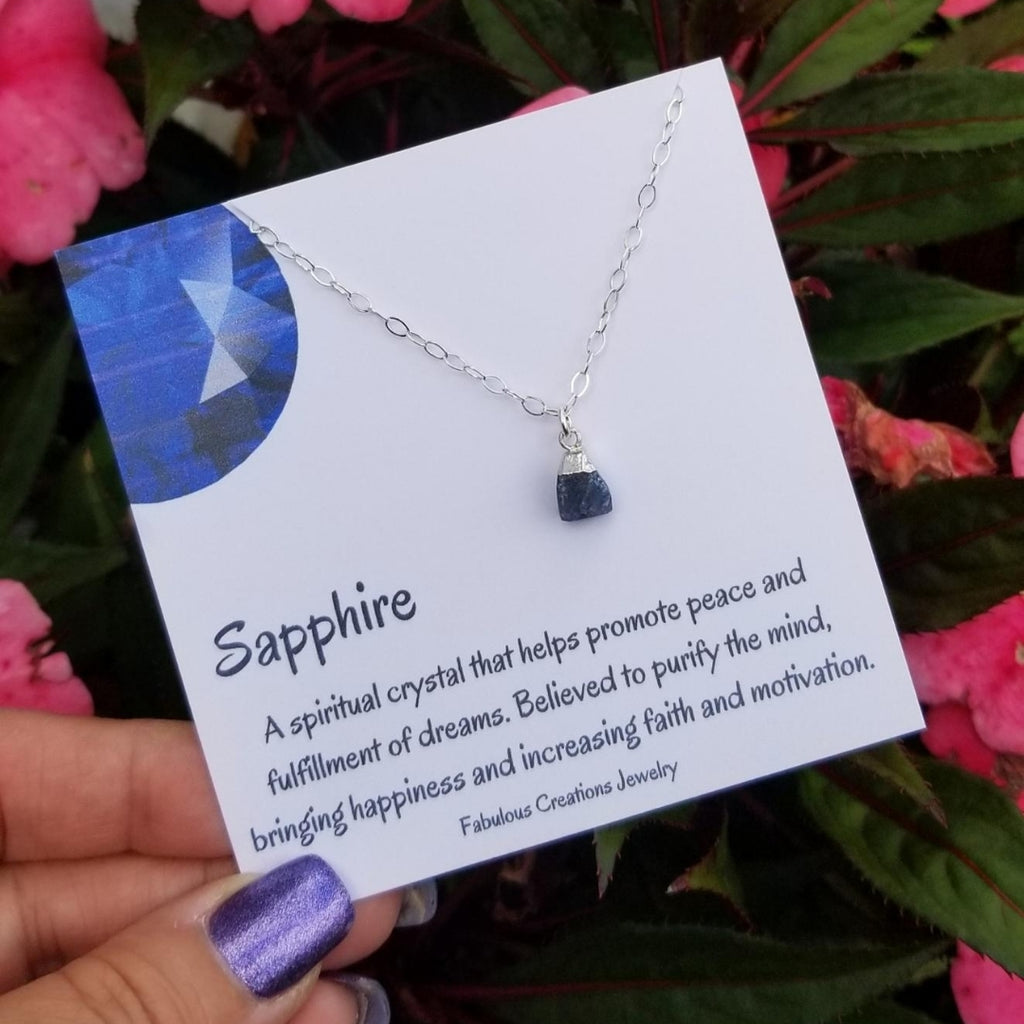Raw Sapphire Necklace, Simple Everyday Jewelry
