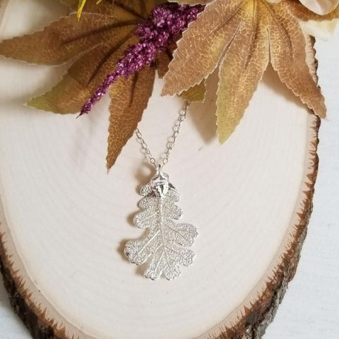 Real Oak Leaf Necklace, Silver or Gold