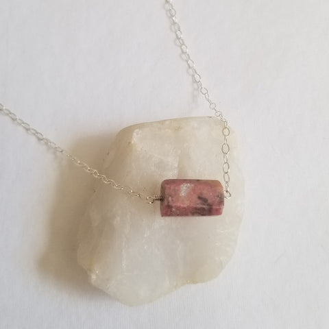 Dainty Rhodonite Necklace, Layering Necklace