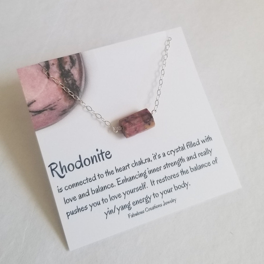 Dainty Rhodonite Necklace, Layering Necklace