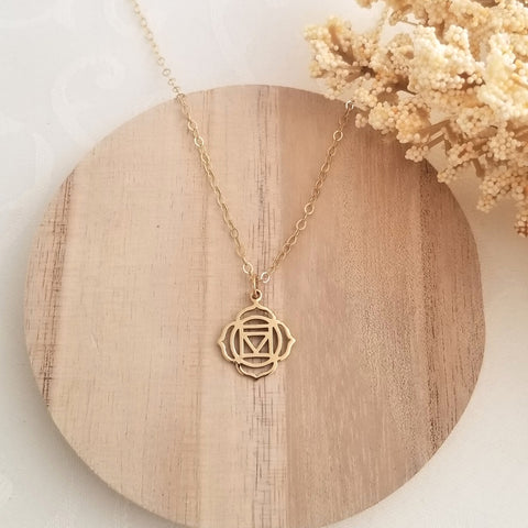 Gold Root Chakra Charm Necklace, Gift for Her Birthday