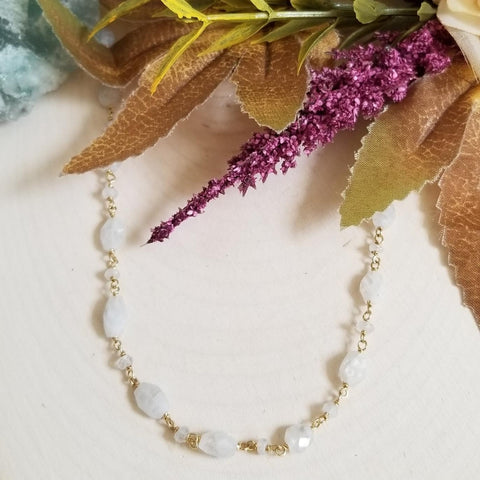 Natural Moonstone Beaded Necklace