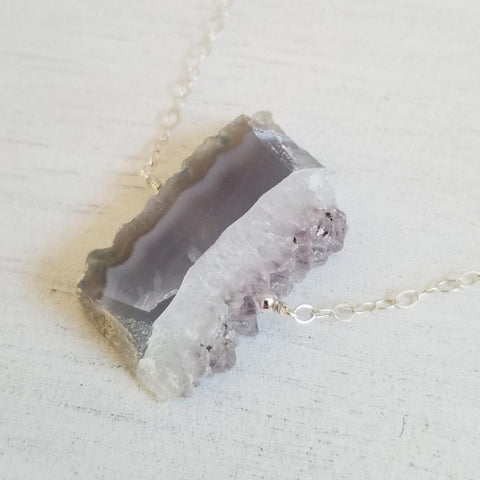 Raw Amethyst Crystal Slice Necklace