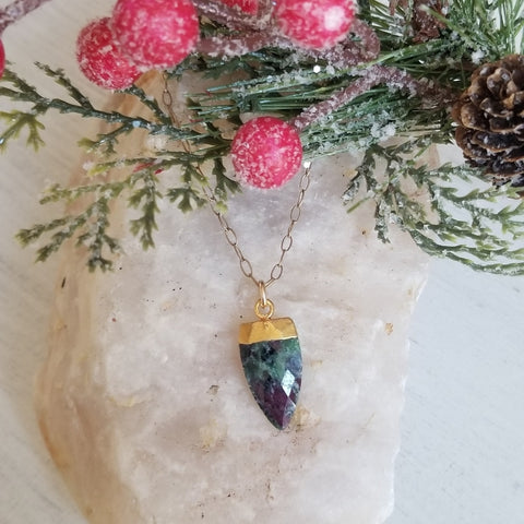 One of a Kind Ruby Zoisite Pendant Necklace