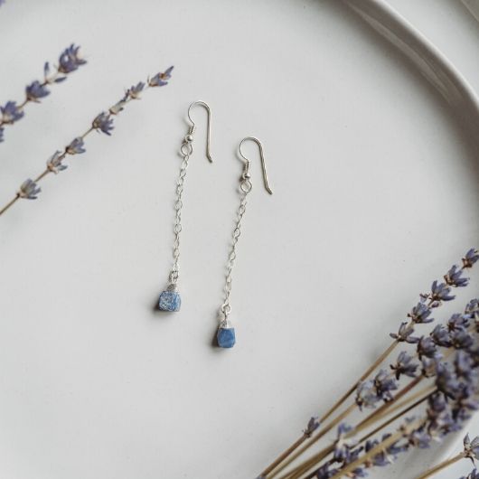 Raw Sapphire Earrings, September Birthstone