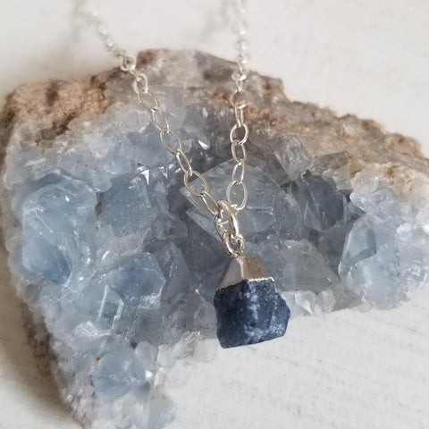 Dainty Sapphire Necklace, Gemstone Pendant Necklace, Gift for Virgo