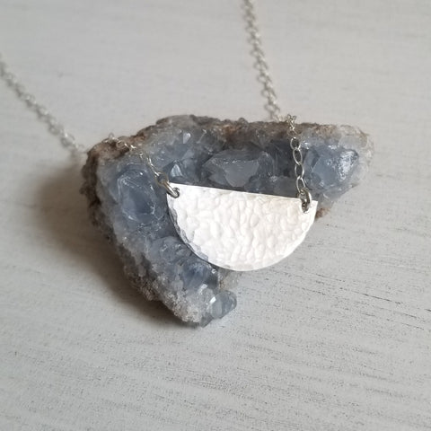 Sterling Silver Half Moon Necklace for women