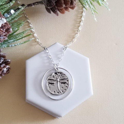 Silver Dragonly Pendant Necklace for Women, Inspirational Gift for Her, Handmade Jewelry Gifts