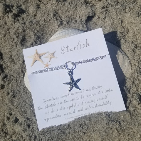 Silver Starfish Charm Bracelet, Summer Birthday Gift Idea
