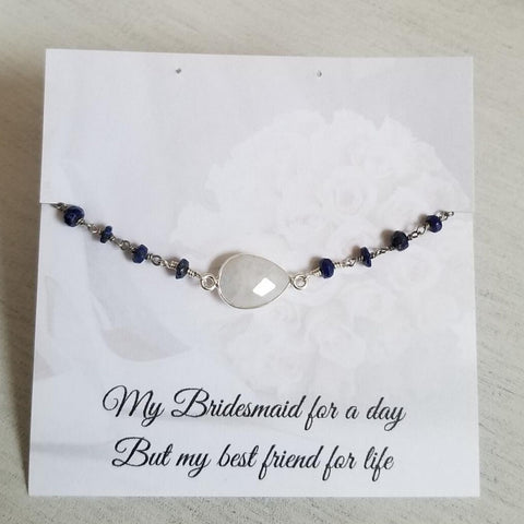 Lapis and Moonstone Bracelets for Bridesmaid Gifts