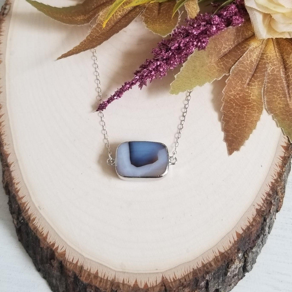 Unique Moss Agate Necklace Sterling Silver