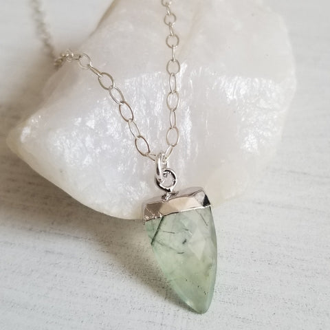Prehnite gemstone necklace, Simple everyday necklace for women