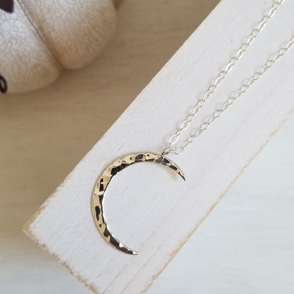 Sterling Silver Crescent Moon Pendant Necklace for Women