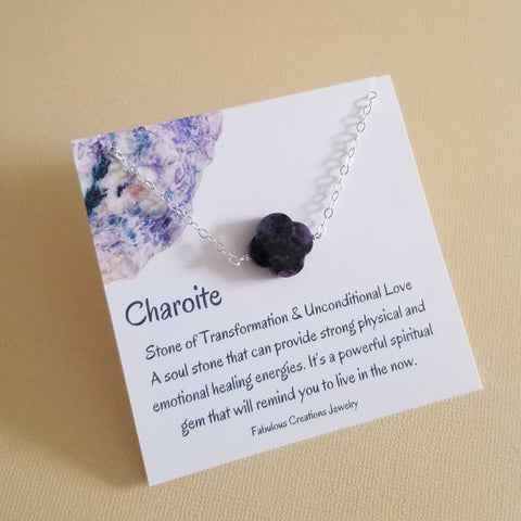 One of a Kind Charoite Stone Necklace, Stone of Transformation