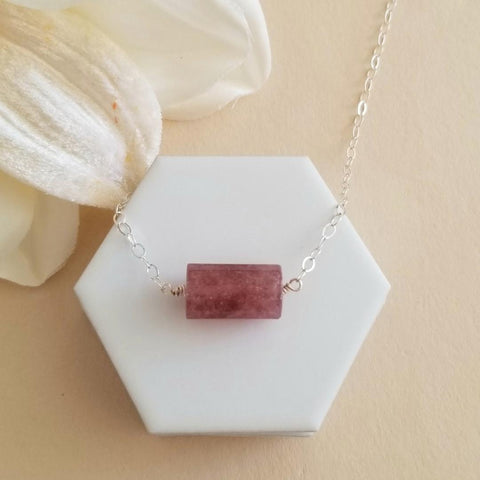 Raw Strawberry Quartz Necklace