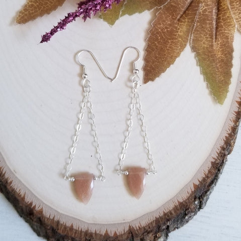 Sunstone earrings, long dangle earrings, boho style