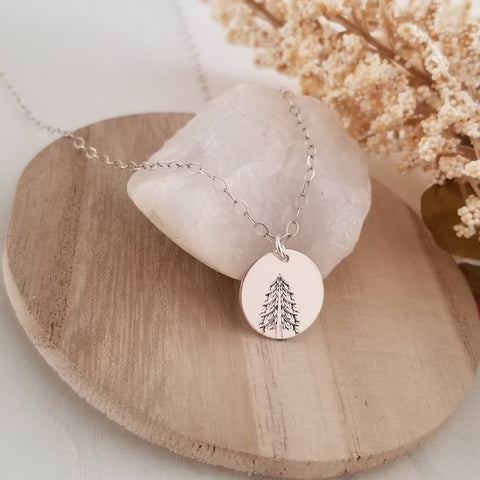 Pine Tree Charm Necklace, Inspirational Necklace with Card Set